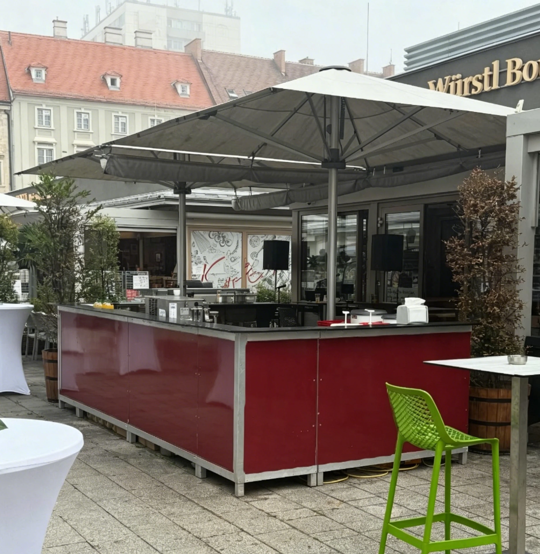 R*-R*-Outdoor Event Bar Booth Aluminum Construction 4-Wheel Quick Assembly Foldable Design Snack Food