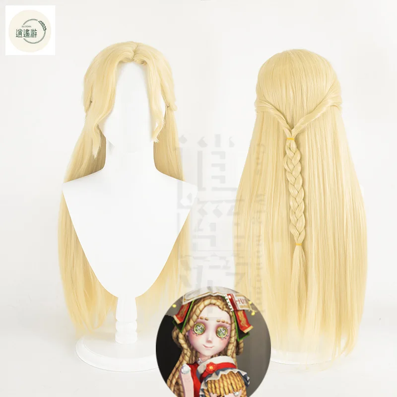 Little Girl memory Alice Cosplay Wig Game Identity V 80-85CM Gold Heat Resistant Synthetic Hair Halloween Party Cos Wigs+Wig Cap