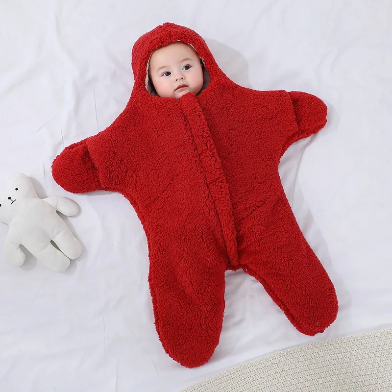 Baby Sleeping Bag Newborn Soft Comfortable Wrap Blankets Thicken Plush Warm Winter Envelope Hooded Anti-shock Sleepsacks حقائب