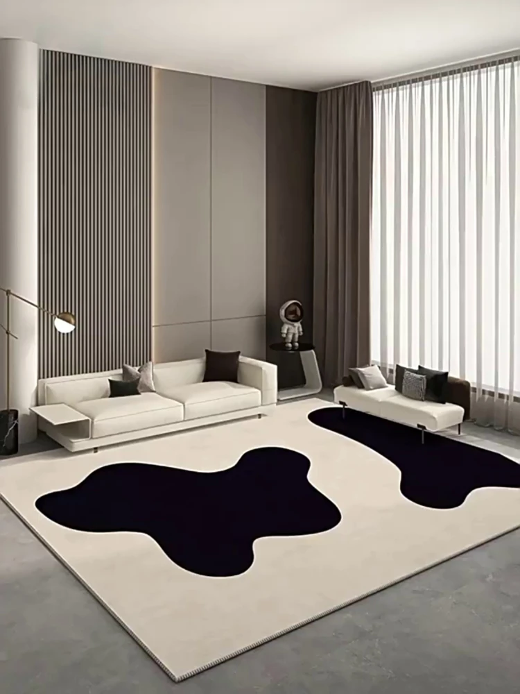 

Cream Style Living Room Large Area Carpets Black White Bedroom Decorative Carpet Minimalist Irregular Pattern Cloakroom Rugs 양탄자