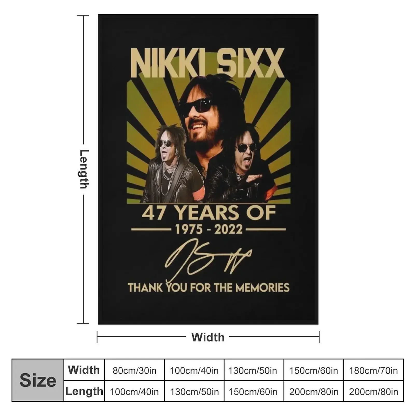 Nikki Sixx 45 Years Of 1975 2020 Thank You For The Memories Signatures Customize Throw Blanket Personalized Gift Beach Blankets