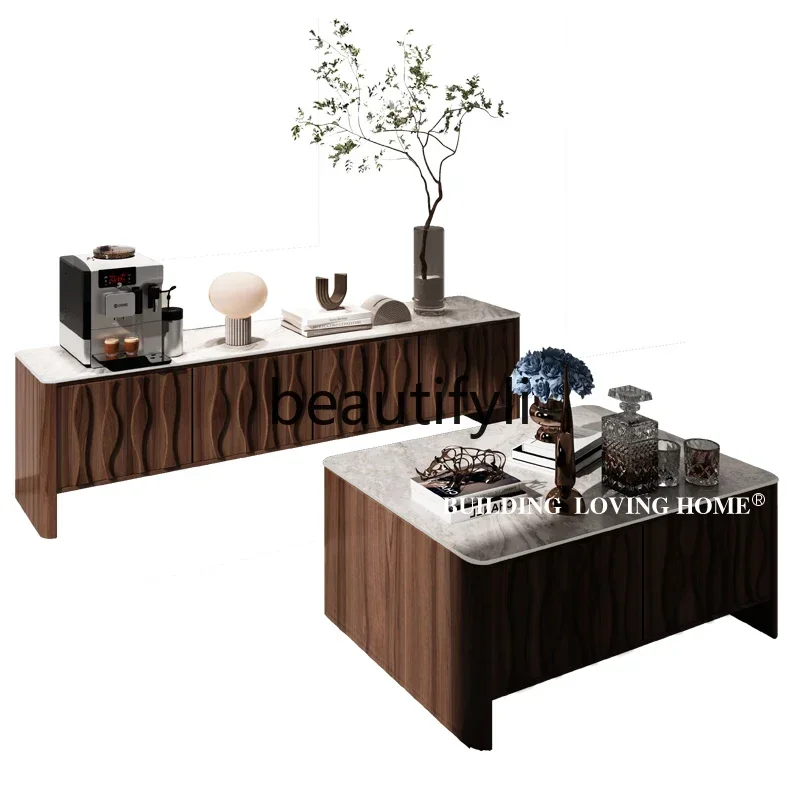 

Новое поступление, шкаф для телевизора из каменной плиты, журнальный столик, простая современная гостиная, итальянский напольный шкаф из цельного дерева