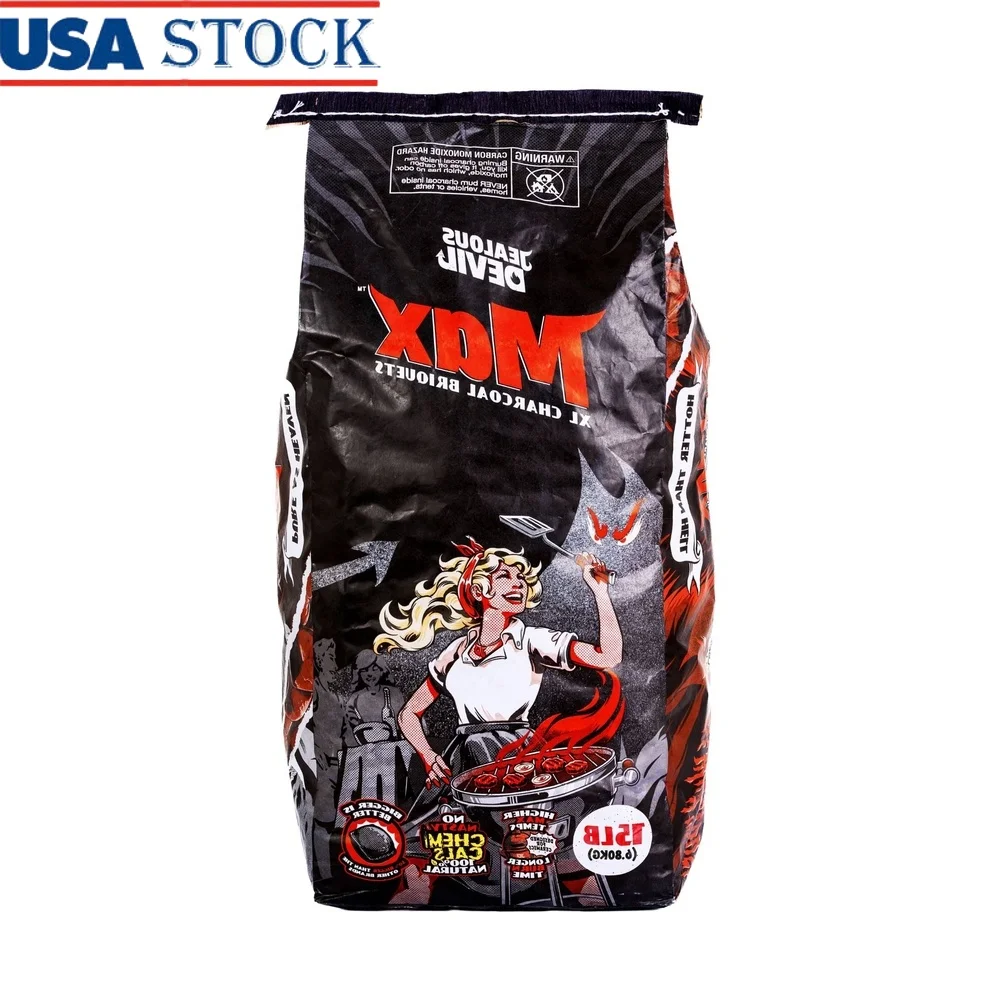 Max XL 15 lbs Vollständig natürliche Hartholz-Holzkohlebriketts, 100 % reine Holzkohle, niedrige Asche, hohe Hitze, supergroße Briketts, ideales Grillen
