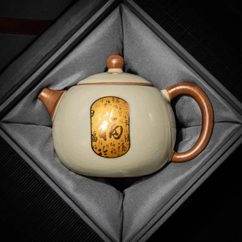 

2024 New Huangru Kiln Xishi Pot Single Pot High end Household One Person Drinking Ceramic Kung Fu Tea Pot Jinfu Tea Cup