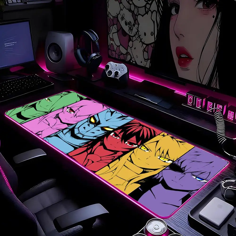 

Коврик для мыши Akame Ga Kill с HD-печатью, для геймеров, с фиксированным краем, нескользящий, RGB, XXL 90x40 см, для клавиатуры и ПК, настольный коврик