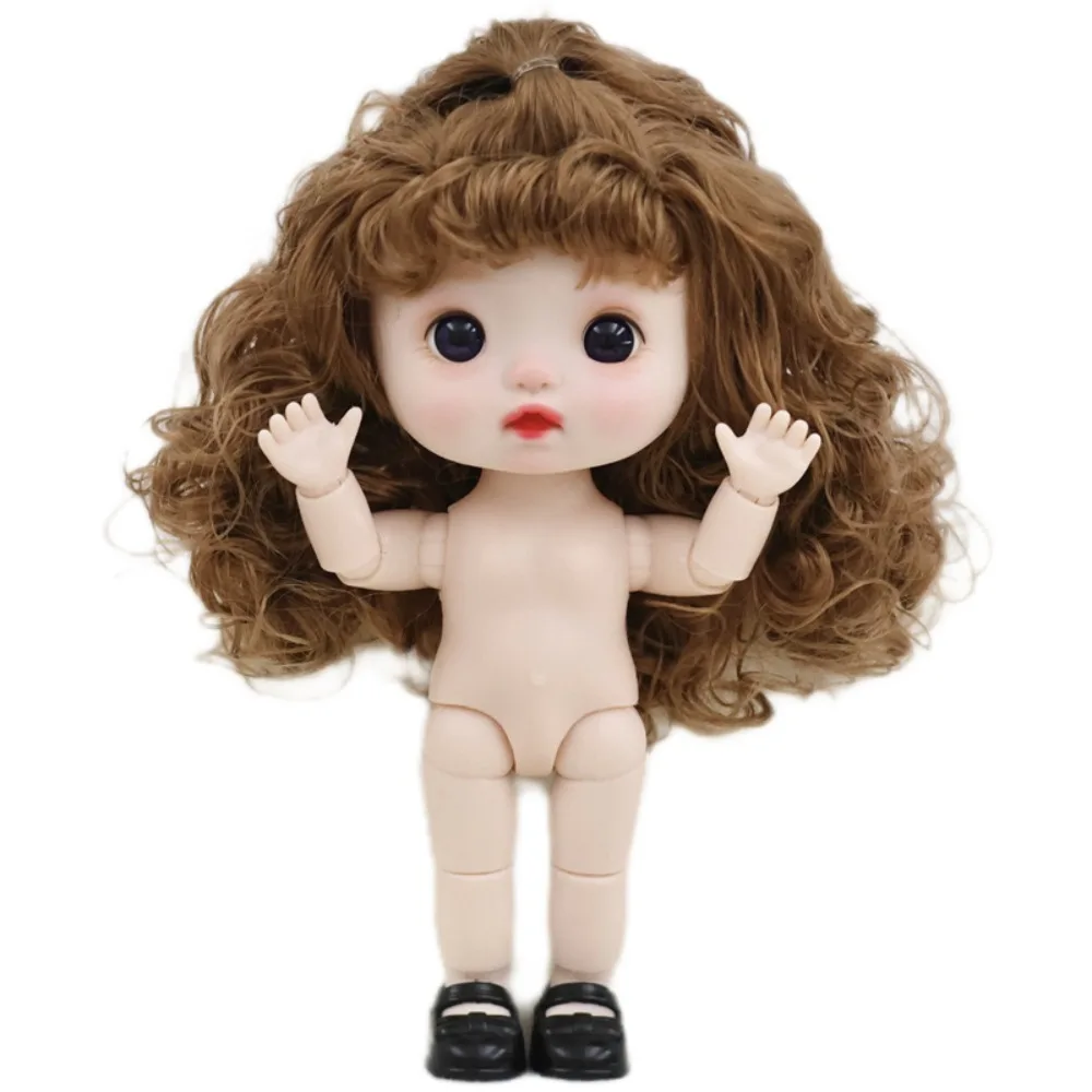 

Beautiful 1/6 Movable Joint Doll Body Kawaii Toys Nude 22 Ball Jointed Doll 3D Moveable Big Head Doll with Hair Children