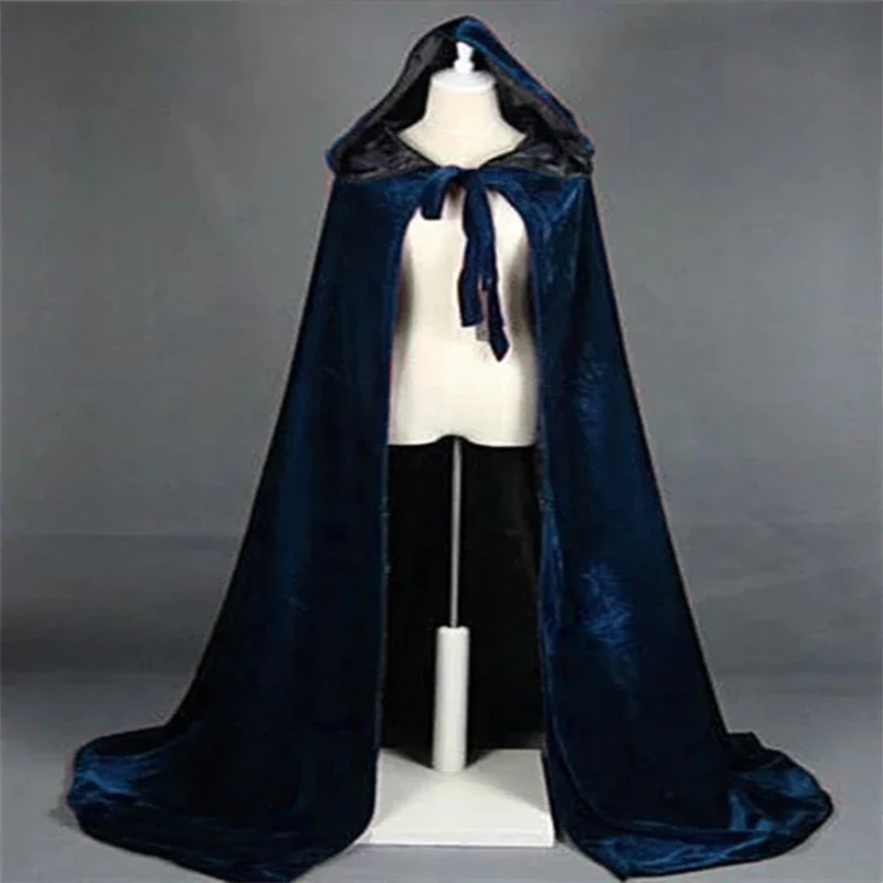 Volwassen Halloween Fluwelen Mantel Cape Cape Middeleeuwse Kostuum Heks Wicca Vampier Mannen Vrouwen Enge Kostuums