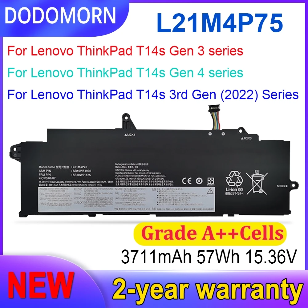 L21M4P75 Laptop Battery For Lenovo ThinkPad T14s Gen3 Gen4 21BR 21BS 21CQ 21CR 21F6 21F7 21F8 21F9 L21B4P71 L21L4P73 L21D4P74