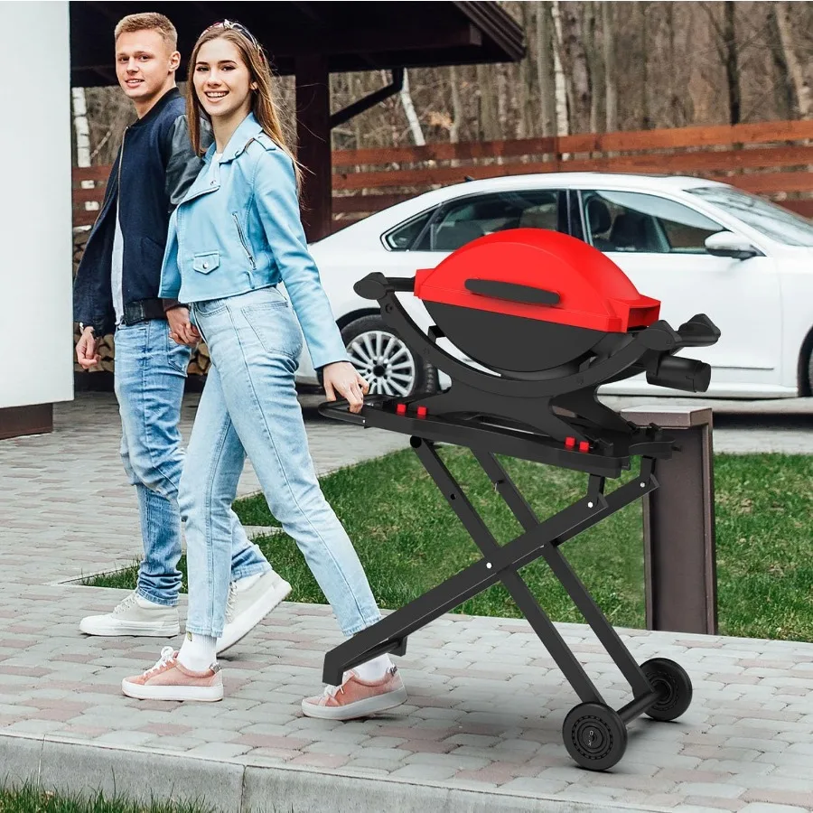 حامل شواية محمول لشوايات سلسلة Weber Q بما في ذلك عربة Q1200 Q1000 Q2000 Q1400 شديدة التحمل قابلة للطي بعجلتين