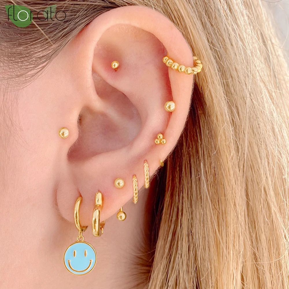 925 Sterling Silver Needle Multicolor Enamel Hoop Earrings for Women Fashion Huggies Earring Party Trend Jewelry Wholesale Gift