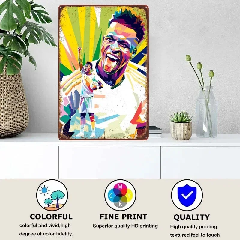 Vinicius Fan Art Pop Art Metal Signs Customized Decoration Wall Decor Home Decor Items Gamer Room Decoration Poster Retro Mural