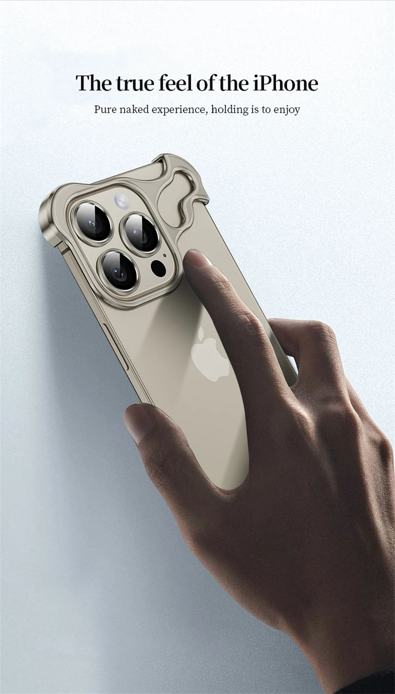 Casing Ponsel Tanpa Batas Logam Alien Mewah untuk iPhone 16 15 14 13 12 Pro Max Pelindung Lensa Penutup Belakang Campuran Aluminium Tahan Benturan