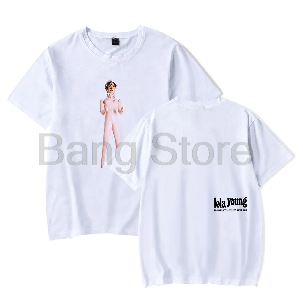 T-shirt unisex moda girocollo da donna a maniche corte con stampa Lola Young Doll