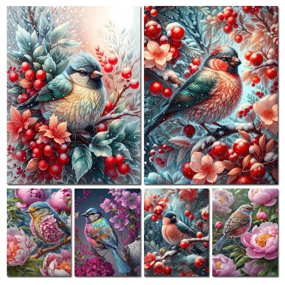 New 2024 DIY Diamond painted embroidery kit Flower bird diamond cross-stitch rhinestone Mosaic crafts