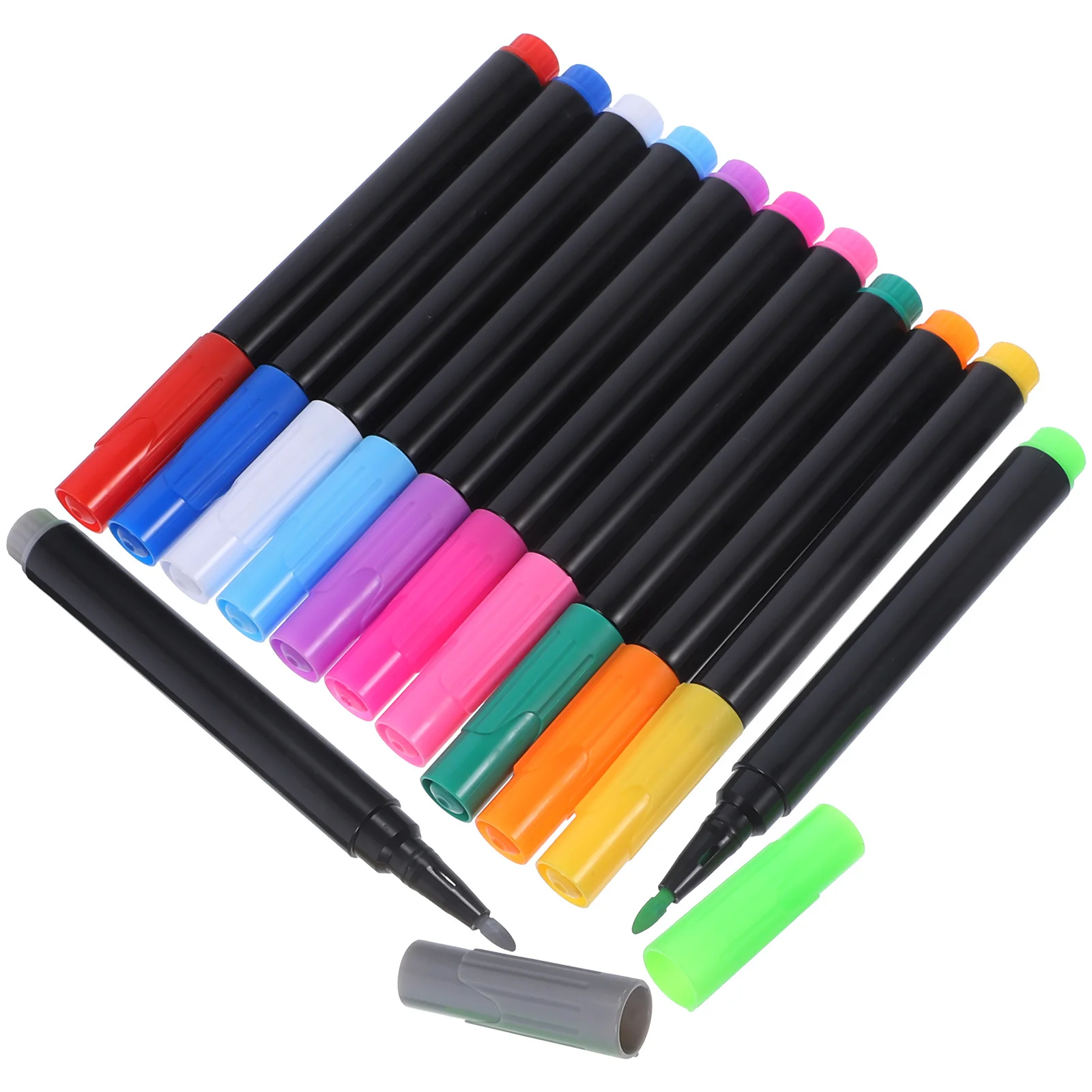 12 قطعة علامات السبورة السائلة الملونة المحمولة أقلام الطباشير الكتابة السلس قابل للمسح علامات المسح الجاف لزجاج السبورة
