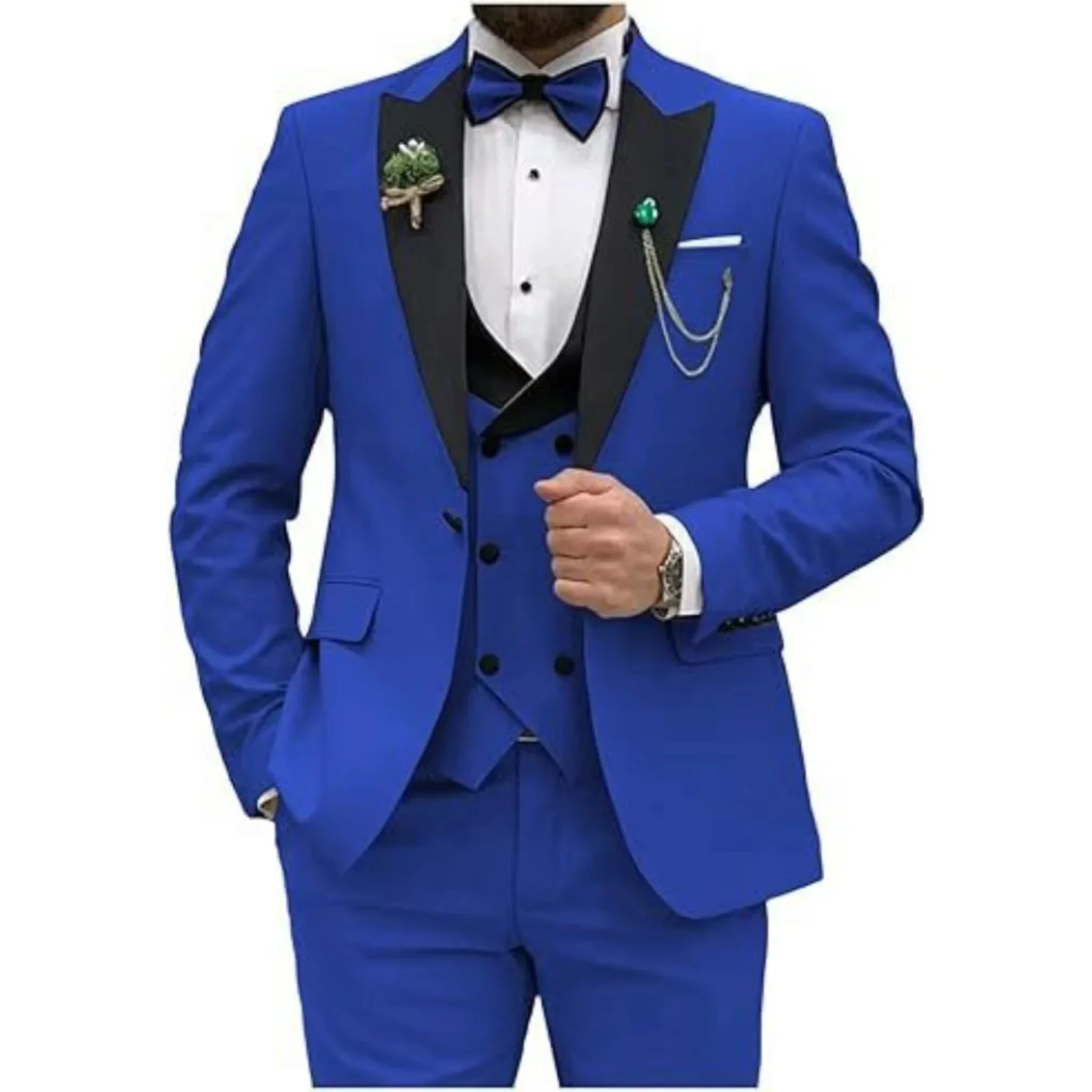 Terno masculino colorido luxo blazer colete e calça define 3 peça vestido de aniversário negócios baile de formatura trajes de festa à noite alta