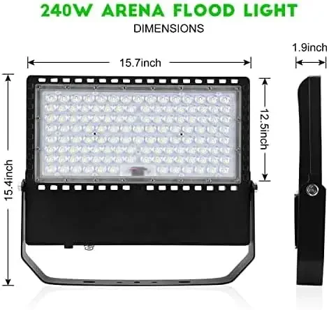 Outdoor 1500 Watt Equivalent Wider Lighting Angle Led Flood Light 100-277V 240W 5000K Daylight Commercial Arena Light