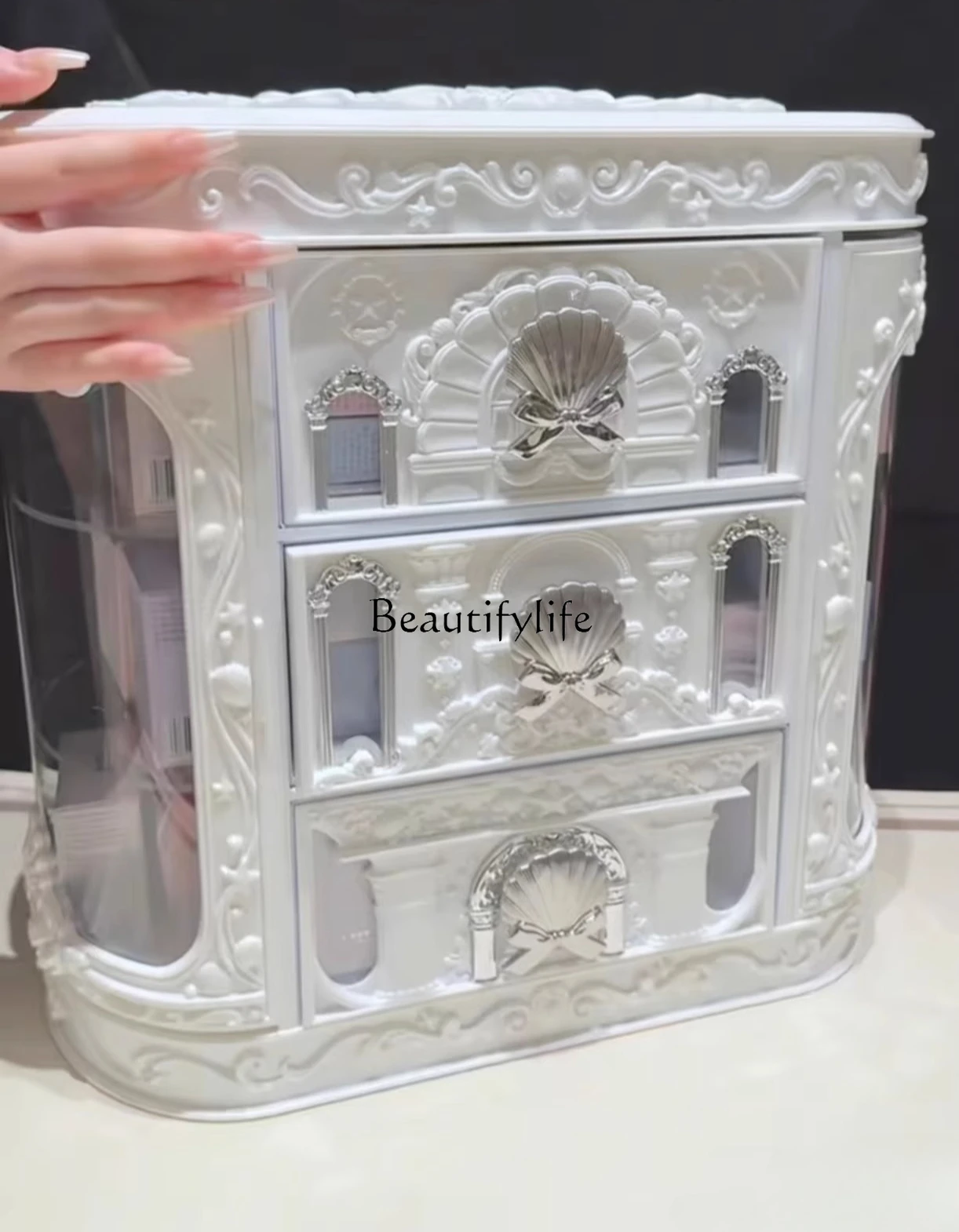

Flower Knowledge Shell Pearl Storage Box Cosmetic Case (empty without makeup)