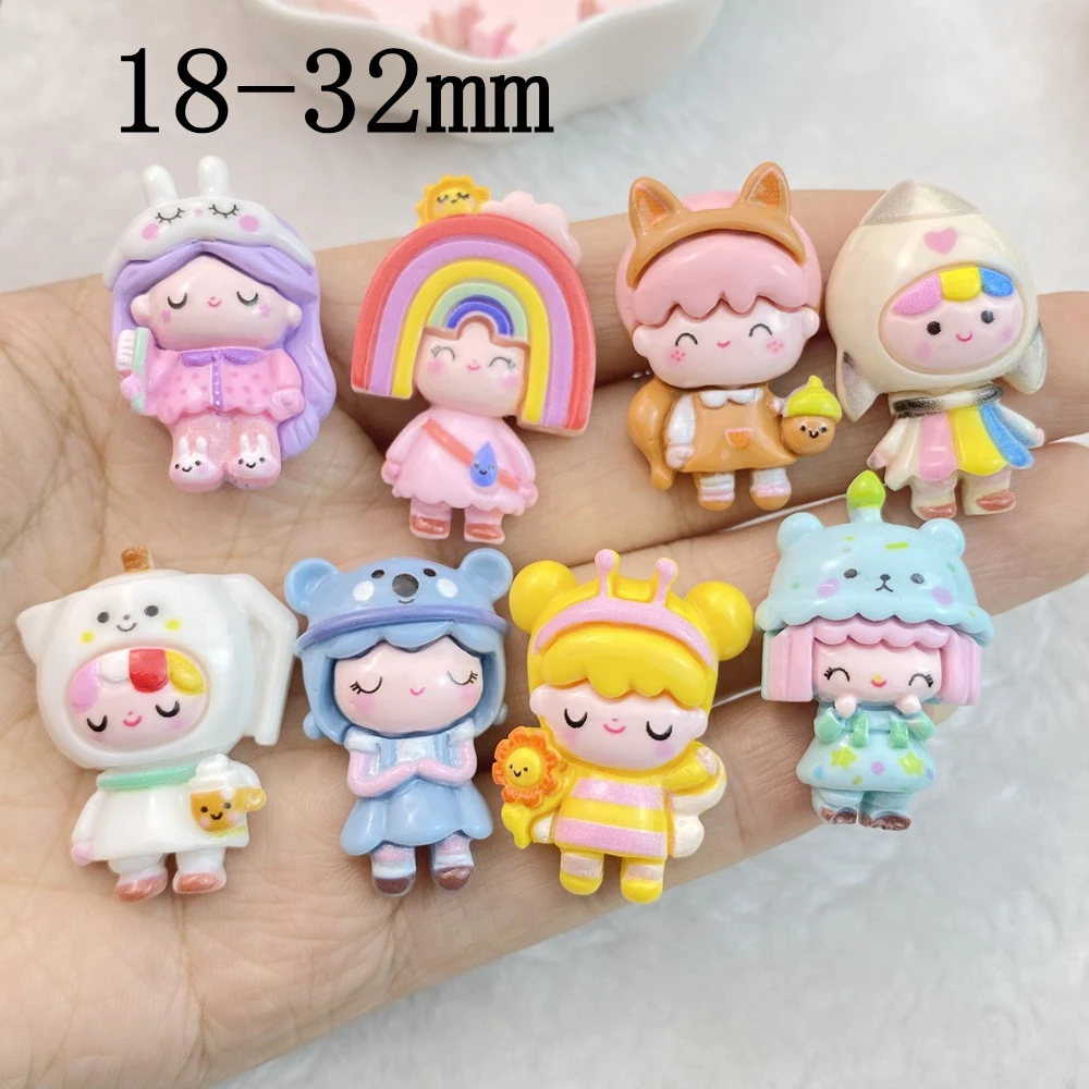 8Pcs New Cute Cartoon Animal Little Girl Series Flat Back Ornament Jewelry Bows Accessories