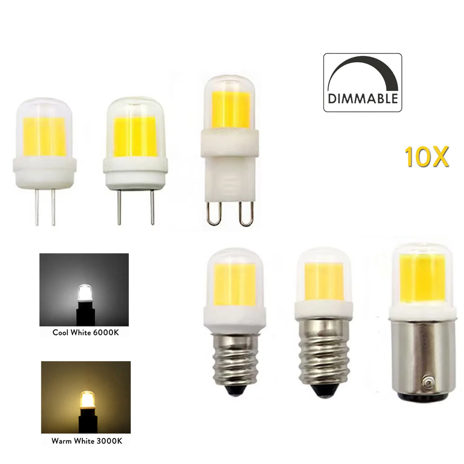 

10X 5W Mini Cob Led Light Bulbs dimmable Halogen Lights Source String BA15D Angle Shell Cover Lamps Diode Night 220V Warm Lamp