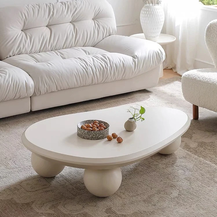 

Cream style coffee table oval simple light luxury high-end small coffee table