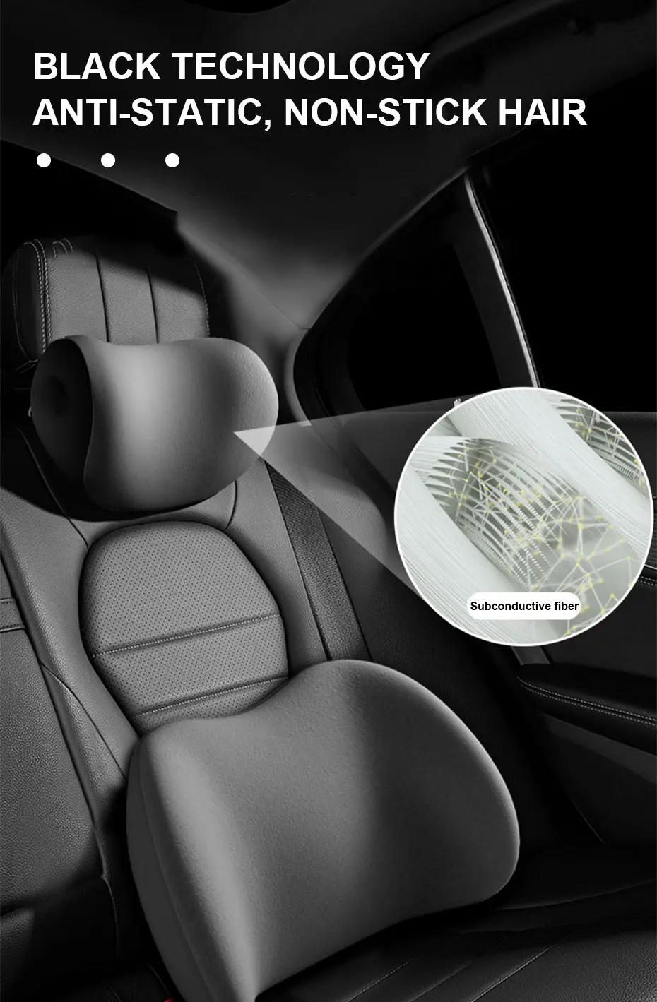 SEAMETAL Auto Kissen Innen Memory Foam Auto Kopfstütze Kissen Universal Auto Taille Kissen Schutz Kopf Hals Kissen Zubehör – Detail 9