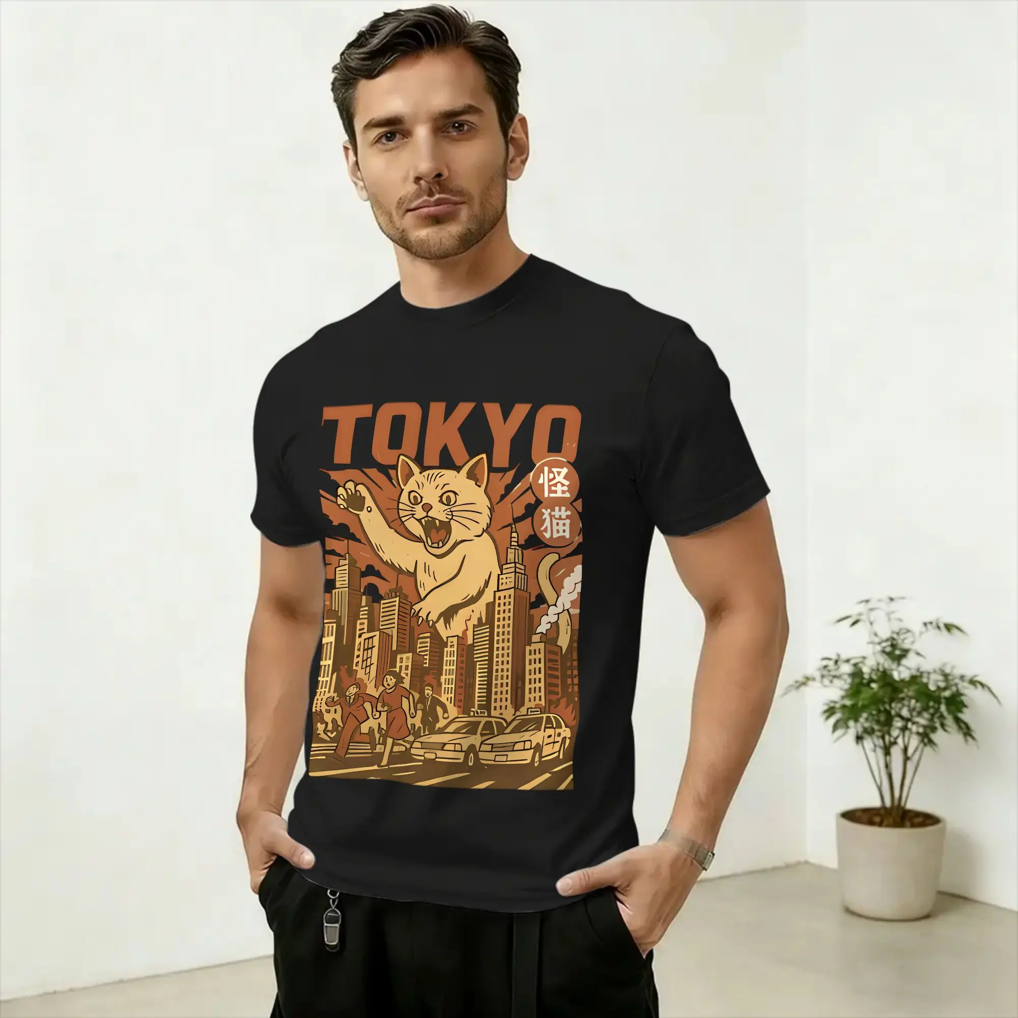 Vintage Tokyo Mew Mew T-Shirts for Men Round Collar Cotton T Shirt  Short Sleeve Tees Unique Clothes