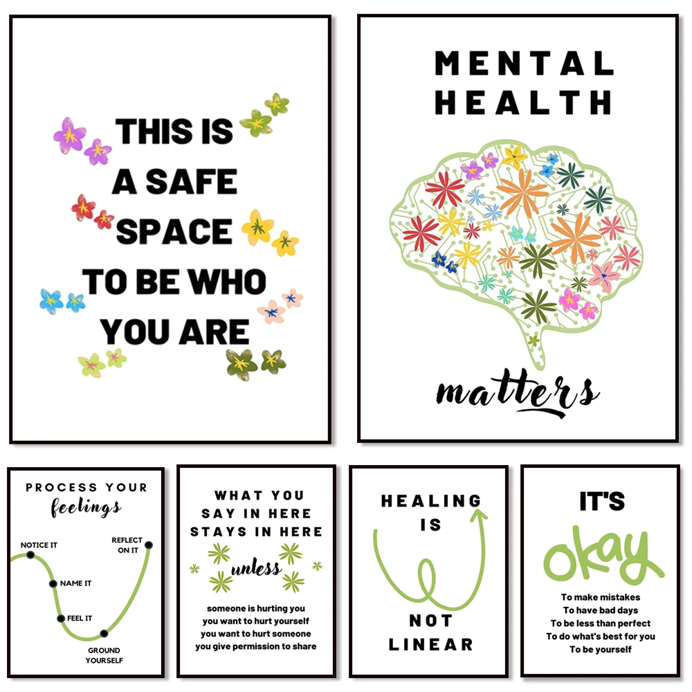 Therapy counseling poster, mental health print, psychologist office sign, therapist room decor, social worker print