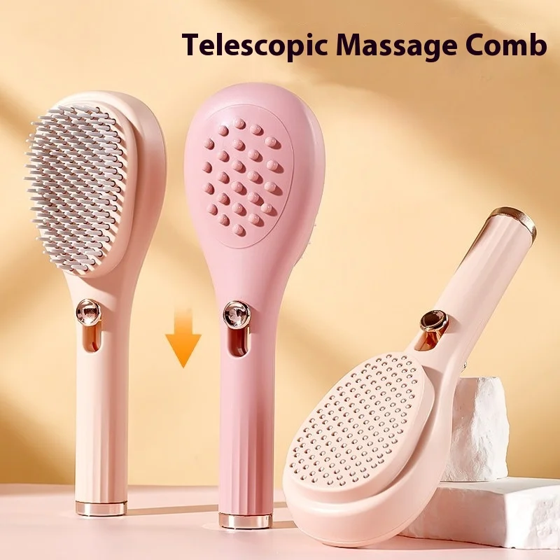 Portable Telescopic Massage Comb Hollow Self-Cleaning Hair Combs Scalp Massage Brush Salon Styling Tools Circular Hair Brush