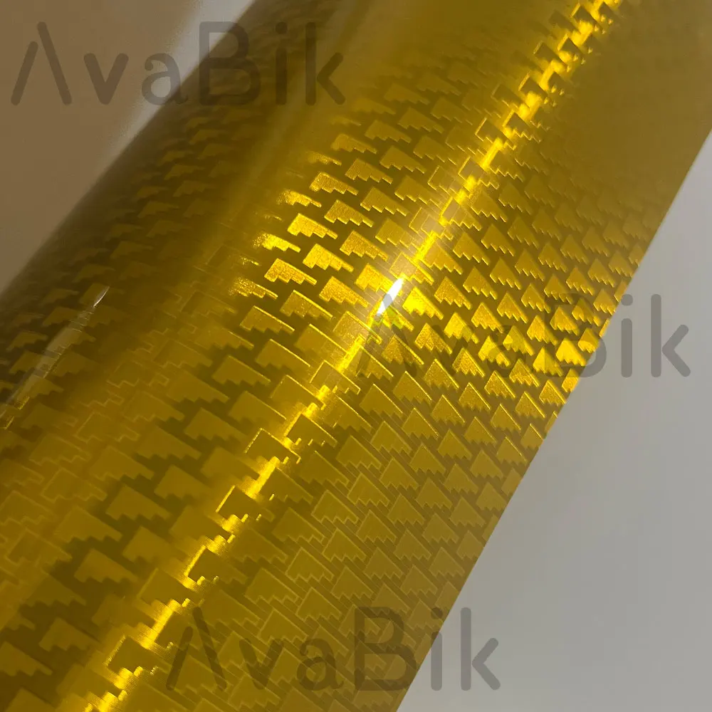 

Glossy Gold Aircraft Pattern Carbon Fiber Film PET 3D/6D Effect Wrap Vinyl Sticker for Car Tuning Color Stickers Adhesive Decal