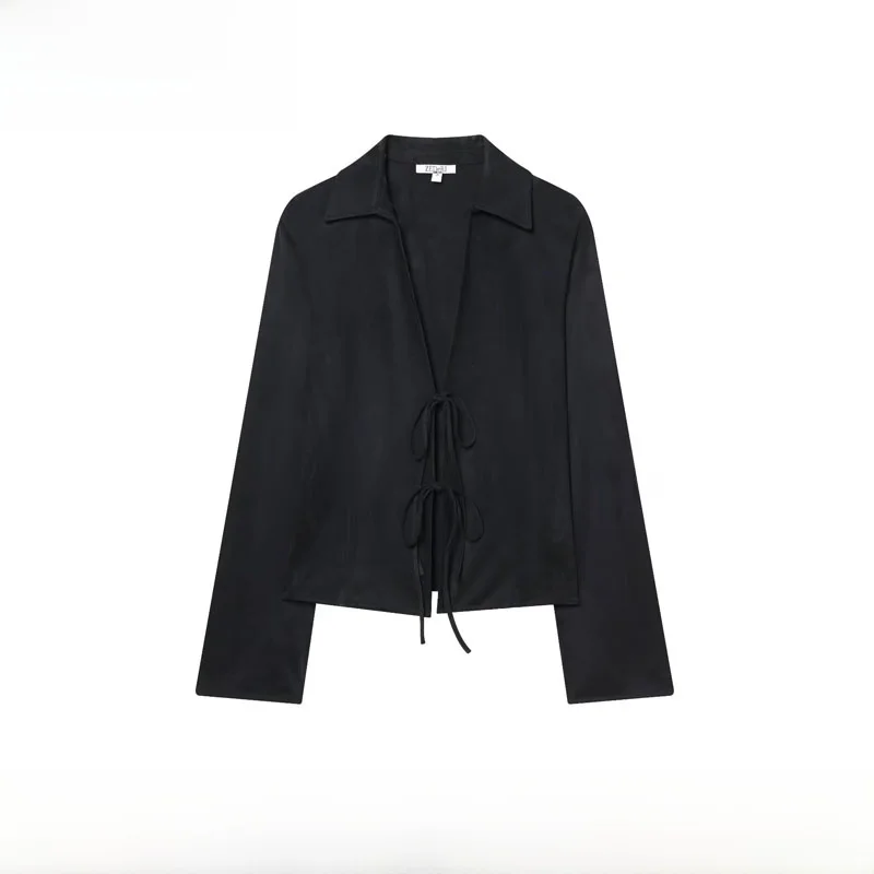 เสื้อผ้าผู้หญิงมาใหม่สำหรับฤดูใบไม้ร่วงและฤดูหนาว ผ้ากำมะหยี่แฟชั่น พร้อมเข็มขัด ทรงหลวม ผ้าโพลีเอสเตอร์ แขนยาว คอปกคลาสสิก