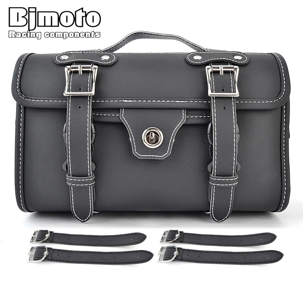 Universal Retro Motorcycle SaddleBag Motorbike Storage Tool Waterproof Side bag  Black White