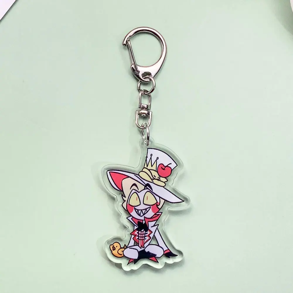 شخصيات كرتونية هازبين فندق أكريليك سلسلة مفاتيح سيارة إبداعية إكسسوارات حقيبة ساحرة على ظهره قلادة حلقة رئيسية هدايا للأصدقاء