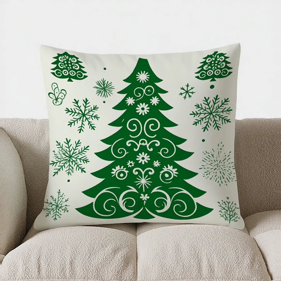 Домашний декор, Рождественская елка и снежинка, наволочка с узором, чехол для подушки, подходит для дивана, спальни, автомобиля, наволочка
