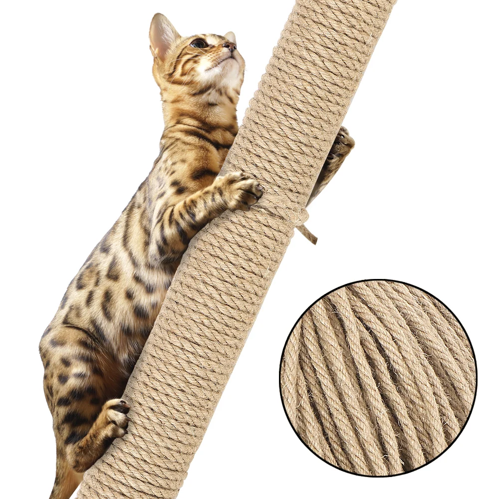 DIY Scratching Post Toy 20M/50M/100M Cat Climbing Frame Natural Sisal Rope Twine For Cat Sharpen Claw Replacement Rope