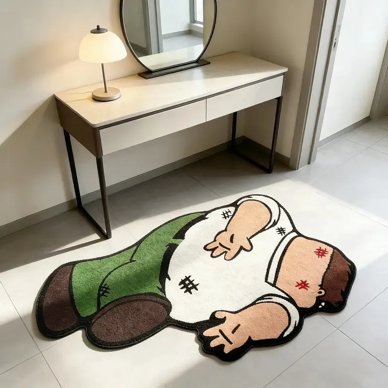 VIKAMA Funny Family Guy Character Shaped Area Rug Non Slip Water Absorbent Bathroom Entrance Doormat Teen Room Decor Mat
