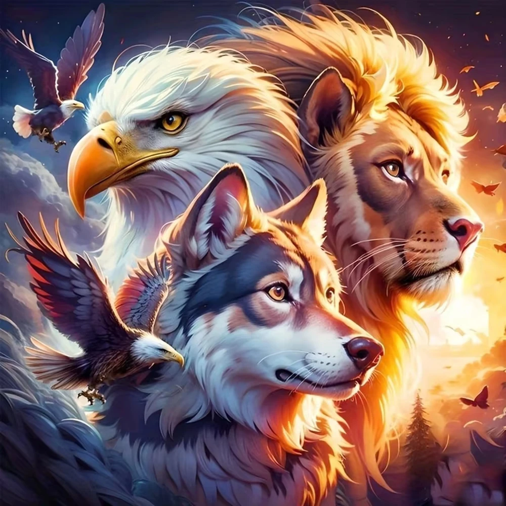 Acrylfarben nach Zahlen Löwe Adler Wolf Wildtier Malen nach Zahlen auf Leinwand Malen nach Zahlen für Erwachsene Digital malen