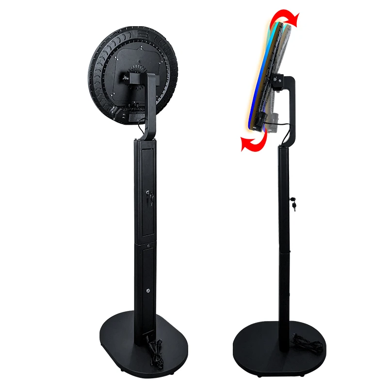 9.7-12 Ipad Photo Booth Housing Floor Stand Ring Light Emitting Diode Photo Booth Station