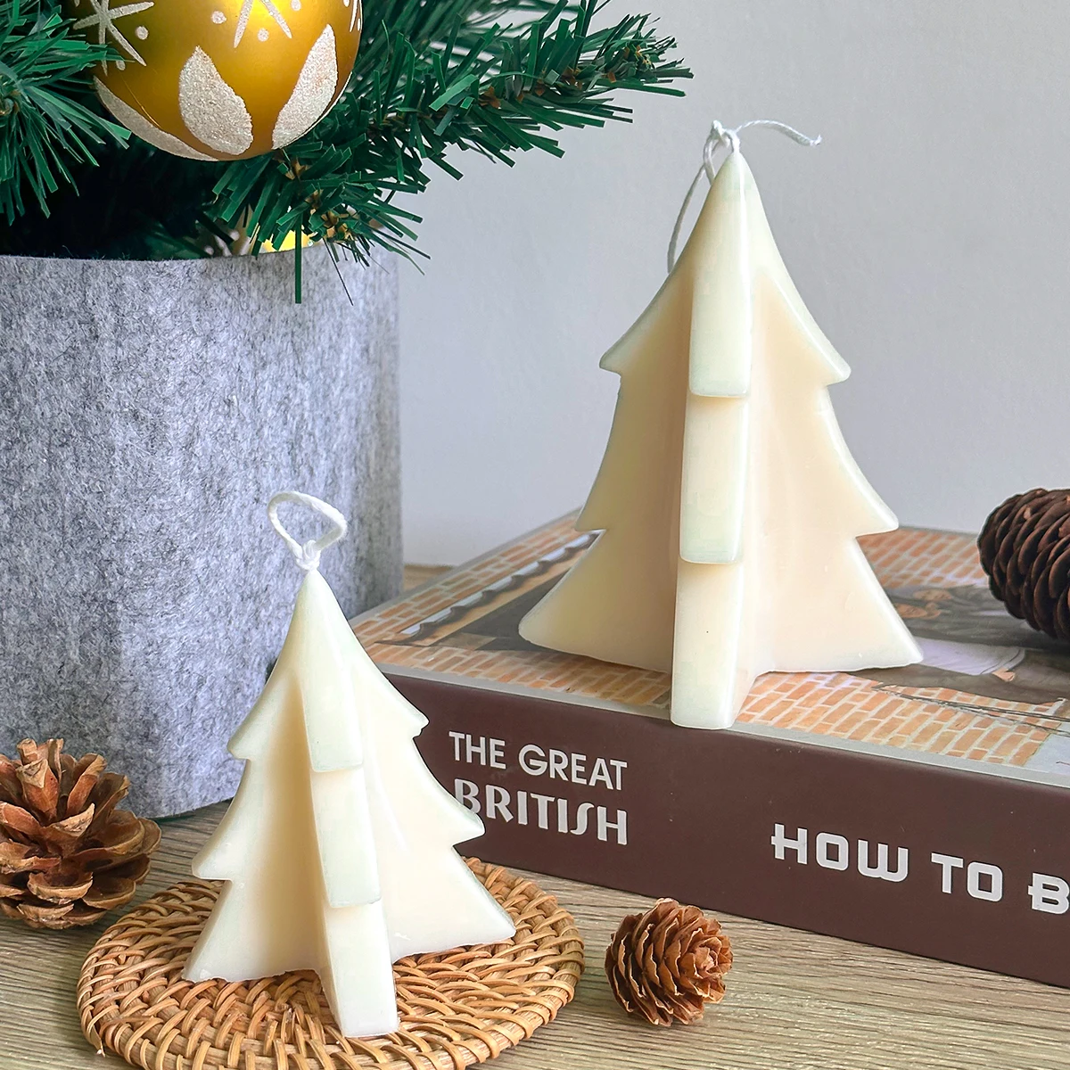 Molde de silicona de vela de árbol de Navidad DIY, creativo, hecho a mano, molde de resina epoxi, ambiente del día de Navidad, decoración del hogar