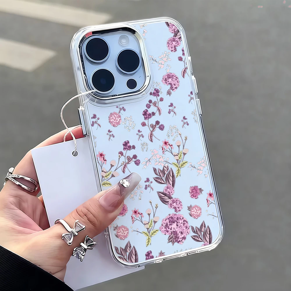 Phone Case For Samsung Galaxy S26 S25 S24 S23 Ultra Plus A57 A56 A55 A37 A17 A16 A07 5G Purple Crushed Flowers Soft TPU Cover