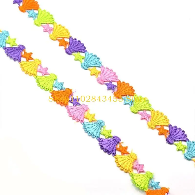 

49MC 15 ярдов разноцветная морская лента с кружевной отделкой в ​​виде ракушек и звезд, вышитая своими руками, лента для шитья C