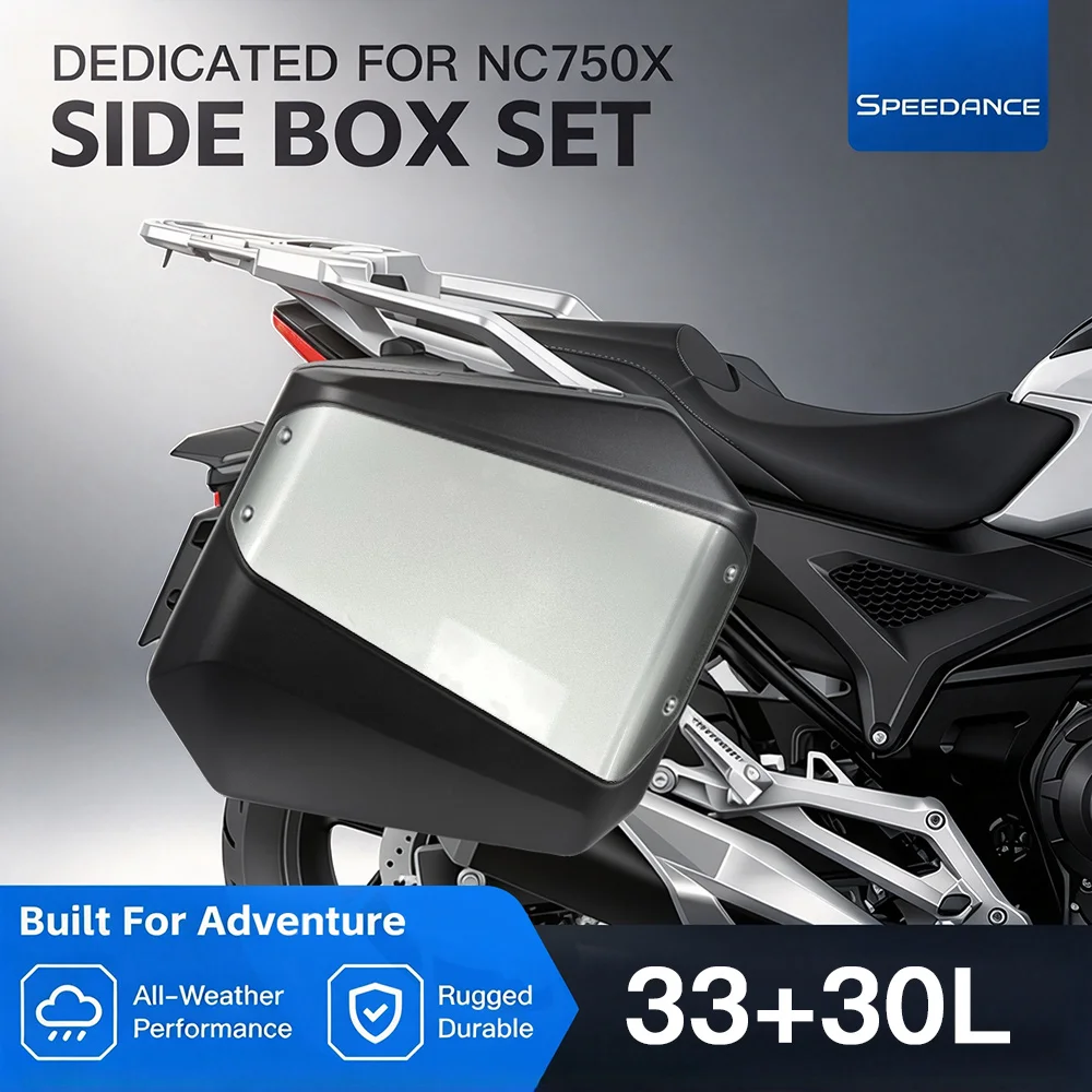 Motorcycle Side Panniers, Custom Fit, Non-Destructive Install, Quick Release, Multi Colors Luggage Box for Honda NC750X