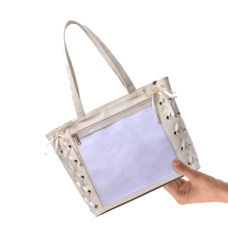 Trendy PU Ribbon Bag with Spacious Compartment Suitable for Organizing Cosmetics Stationery and Electronics