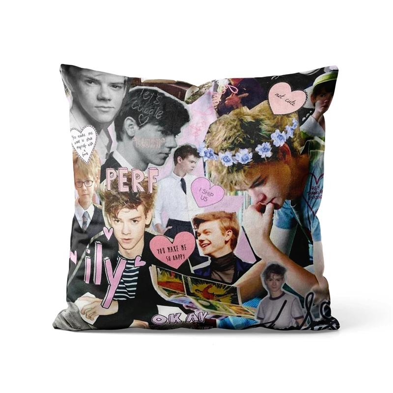 Gaslight Gatekeep Girlboss Thomas Brodie Sangster Collage Throw Pillow Covers Cushion Cases Pillowcases for Sofa 45cm x 45cm