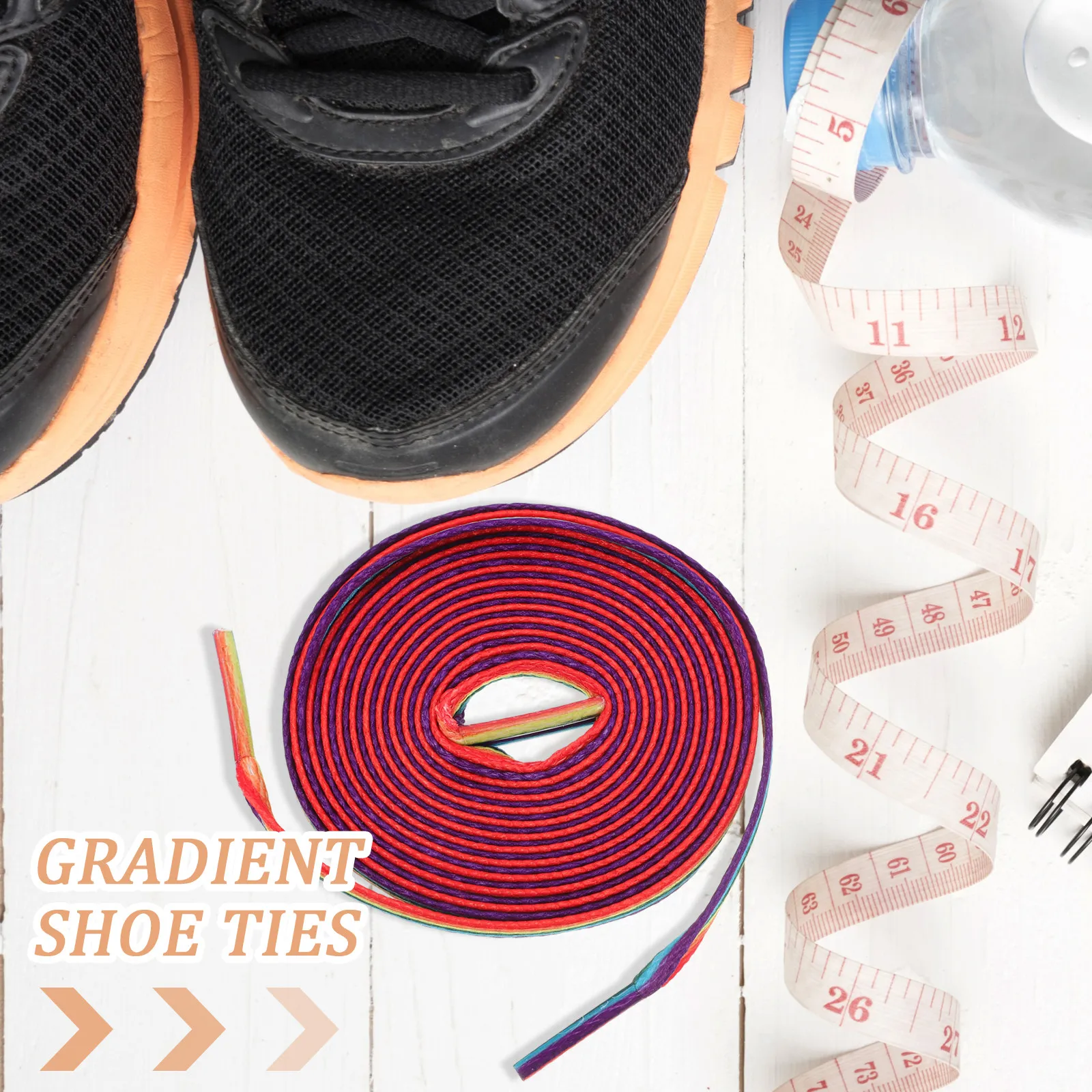 

2Pairs Bright Rainbow Polyester Shoelaces Unique Woven Design Easy Insert Sneakers Flat Shoes Replacement Fashionable Colorful