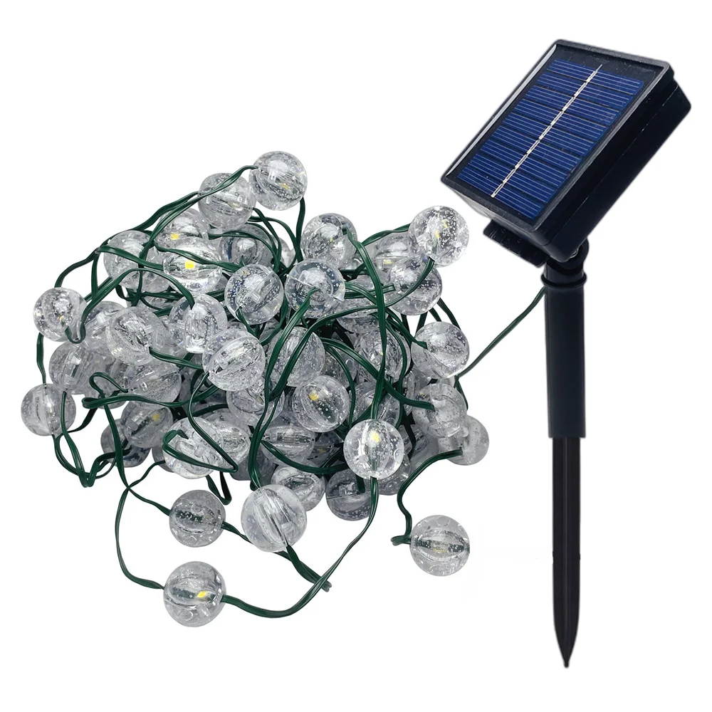 8 Modes Solar Panel Light Crystal Ball 5M/10M LED String Lights Fairy Lights Garlands For Christmas Party Outdoor Decoration