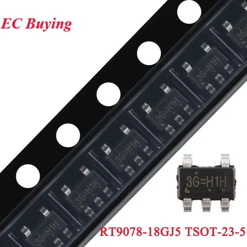 10pcs/5pc RT9078 RT9078-18GJ5 3G 3G=H1H TSOT-23-5 2uA IQ 300ma Low Dropout Linear Voltage Regulator Chip IC Integrated Circuit