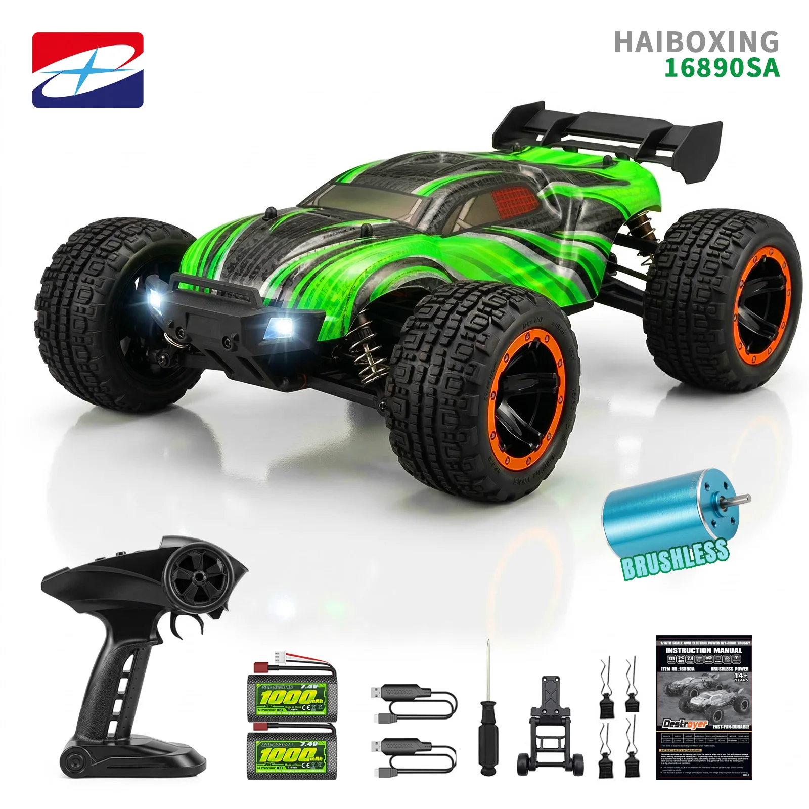 

HAIBOXING 16890SA 1:16 Brushless RC Truck, Max 30MPH, 4WD Off-Road Fast RC Car with LED Light,Waterproof ESC,Ideal for All Terrains, RTR 2.4GHz Remote Control Car Suitable for Gifts