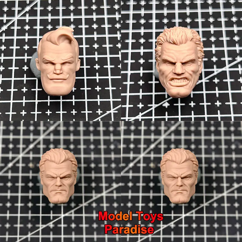 Unpainted 1/12 1/6 Soldier Batman Head Sculpt James Gordon Heavy Armored Super Hero White Model Head Fit 6'' 12'' Action Figure