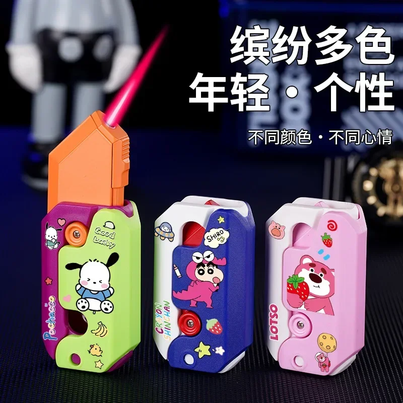 Sanrio Hello Kitty Kuromi Cinnamoroll Anime Cartoon Carrot Knife Straight Towards Lighter Red Flame Windproof Cigarette Lighter